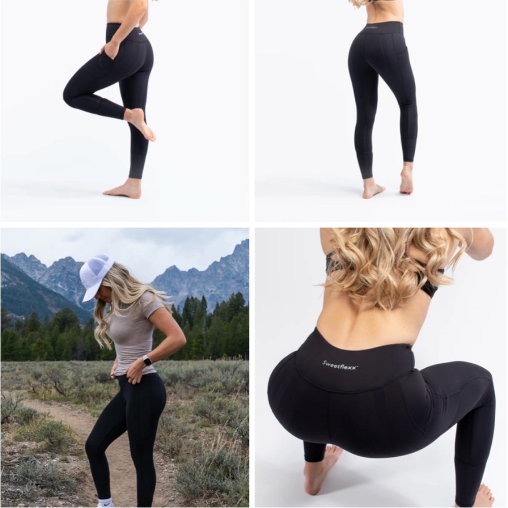 NWT Sweetflexx Resistance ruched womens legging active size 8 Black
